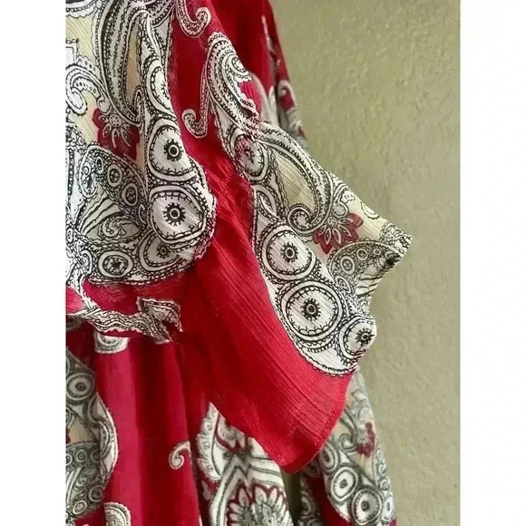 Chicos Size 2 Plus Size Pull Over Blouse Top Sheer Lightweight Paisley - Picture 4 of 7